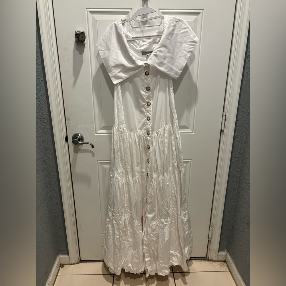 Andres Otalora Exclusive Totora Tiered Cotton Off-The-Shoulder Maxi Dress - Picture 5 of 7